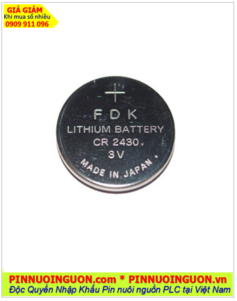 Pin CR2430 _Pin SANYO FDK CR2430 lithium 3v, Pin đồng xu 3v lithium Sanyo FDK CR2430 chính hãng /Xuất xứ Indonesia 
